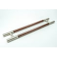 thumbnail image 3 of 48 Inches Length Modern Door Handles in Dark Mahogany Birch Wood Brushed Ends Finish, Stainless Steel Handle Pulls for Wood Glass Metal Front Doors Barn Door Sliding Doors, Cylindrical H-Shaped Bar, 3 of 13