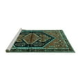 thumbnail image 2 of Ahgly Company Machine Washable Indoor Rectangle Persian Turquoise Blue Traditional Area Rugs, 7' x 9', 2 of 4