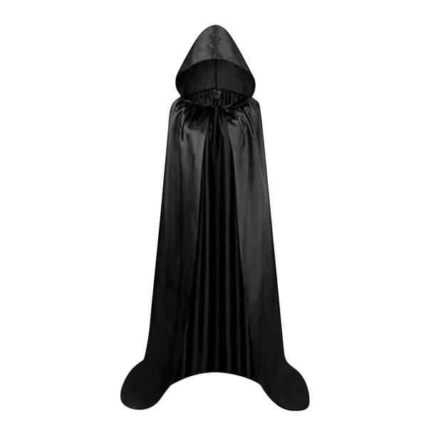 Capa de Halloween negra, capa de bruja para fiestas de niños y adultos, capa de disfraz de bruja, linda y práctica