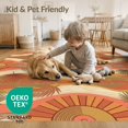 thumbnail image 4 of ODIKA 4'x6' Washable Area Rug Pet Friendly, Non-Shedding Sunset Retro Vinyl Phonograph Disc Colored Border Print Record for Bedroom, Reading Nook, 4 of 7
