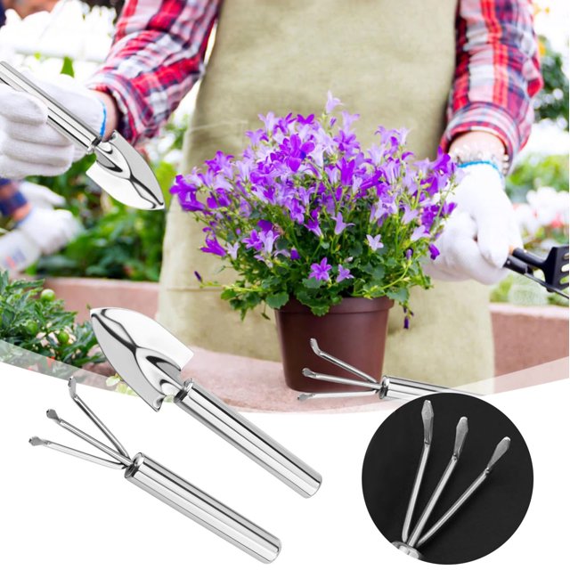 SHAGUOZHOU 2Pcs/Sets Mini Garden Tools Set Sturdy Stainless Steel Small Garden Shovel And Rake For Flower Succulent And Digging Gardening Supplies Small Garden Tools Toll Bag 109tools Took Set
