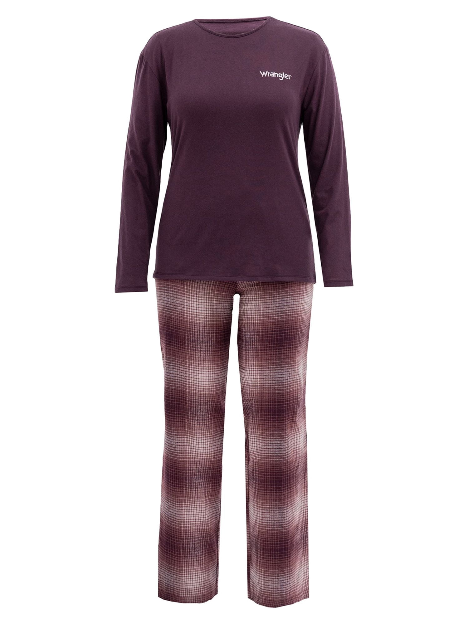 Wrangler Women's & Women's Plus Long Sleeve Top and Flannel Pajama Bottom, 2-Piece Set
