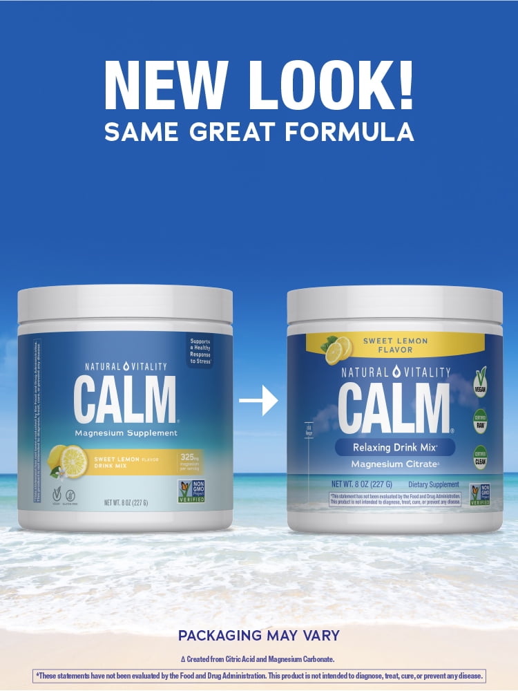 Calm Magnesium Supplement Powder | Sweet Lemon Flavor | 8 oz | by Natural Vitality