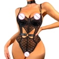 thumbnail image 3 of Gibobby Lencería mujer erótica Conjunto de ropa interior de encaje para mujer, conjunto de ropa interior y ropa interior de encaje con correa(Negro, G), 3 of 5