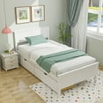 thumbnail image 1 of Gymax Twin Size Wooden Bed Frame w/ 2 Storage Drawers & Under-bed Storage White, 1 of 10