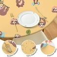 thumbnail image 4 of Polyester waterproof sloth design 52 inch round tablecloth with elastic edge for picnic table, 4 of 7