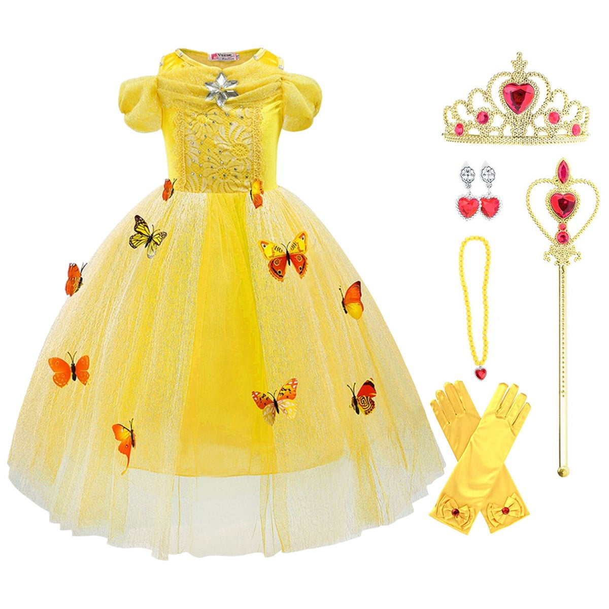 HAWEE Girls Princess Costume Butterfly Fancy Party Birthday Dress with