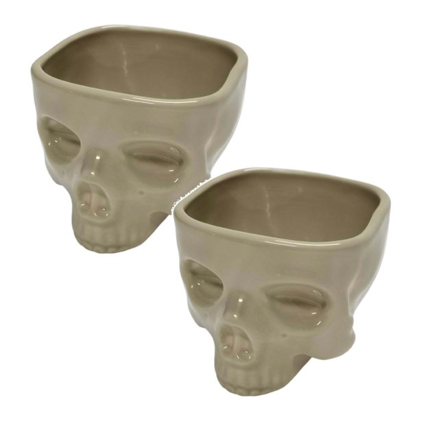 Oleegame 2PC Stainless Steel Cutlery Set Ceramic Human Bowl Halloween Spaghetti Bowl Portable Food Bowl Gothic Tabletop Decorations For Everyday Use And Halloween Parties Beige