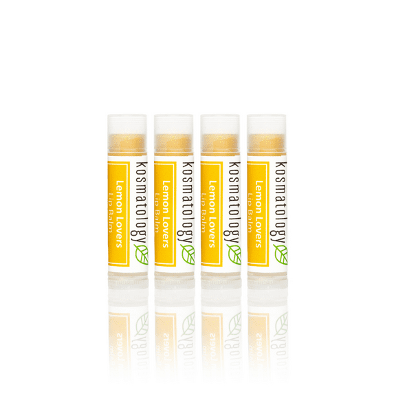 Kosmatology® Organic Lemon Sage Lip Balm - Lemon Lovers 4 Pack | Beeswax Free | Vegan | 100% Natural Moisturizer for Cracked & Dry Lips