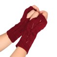 thumbnail image 1 of GDREDA Cozy Solid Knit Fingerless Mittens For Everyday Wear Thermal Textured Hand Soft Wrist Winter Season Accessory Wine,One Size, 1 of 3