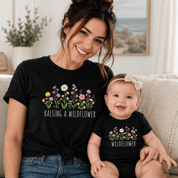 Mom and Baby Shirt, Raising A Wildflower Matching Family Shirts, Cute Floral Mama and Mini Outfit, Mother Daughter Gift, Birthday Gift for Mom