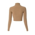 thumbnail image 4 of MixMatchy Women's Casual Solid Long Sleeve Ribbed Turtle Neck Cropped Sweater, 4 of 7