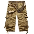 thumbnail image 1 of Tdoqot Mens Capri Cargo Shorts- Casual Cotton Clearance Stretch Summer Relaxed Fit Pocket Mens Shorts Khaki, 1 of 5