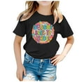 thumbnail image 1 of Chemises pour Tout-Petits, T-Shirt Graphique à Manches Courtes et Col Rond pour la Rentrée Scolaire, Hauts Décontractés pour Filles, T-Shirts Noirs 6 Ans-7 Ans, 1 of 4