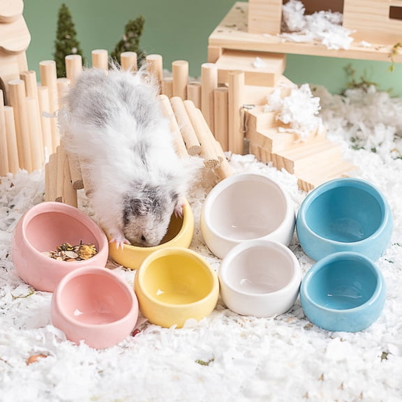 mdesiwst Ceramic Hamster Food Bowl, Small Animals Feeding Drinking Bowl, Non-tip Food Dish for Dwarf Hamster Gerbil Rat Mice Guinea Pig