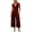 A183-Wine, variant on Women Sleeveless Wide Leg Jumpsuit V Neck Front Button with Side Pockets Casual Summer Capri Romper
