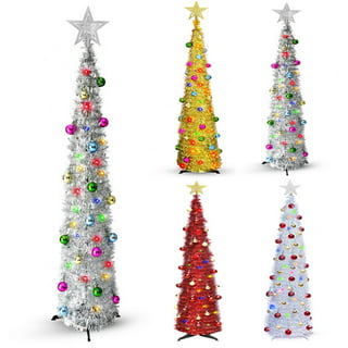 Costway 7ft White Iridescent Tinsel Artificial Christmas Tree with 1156  Branch Tips