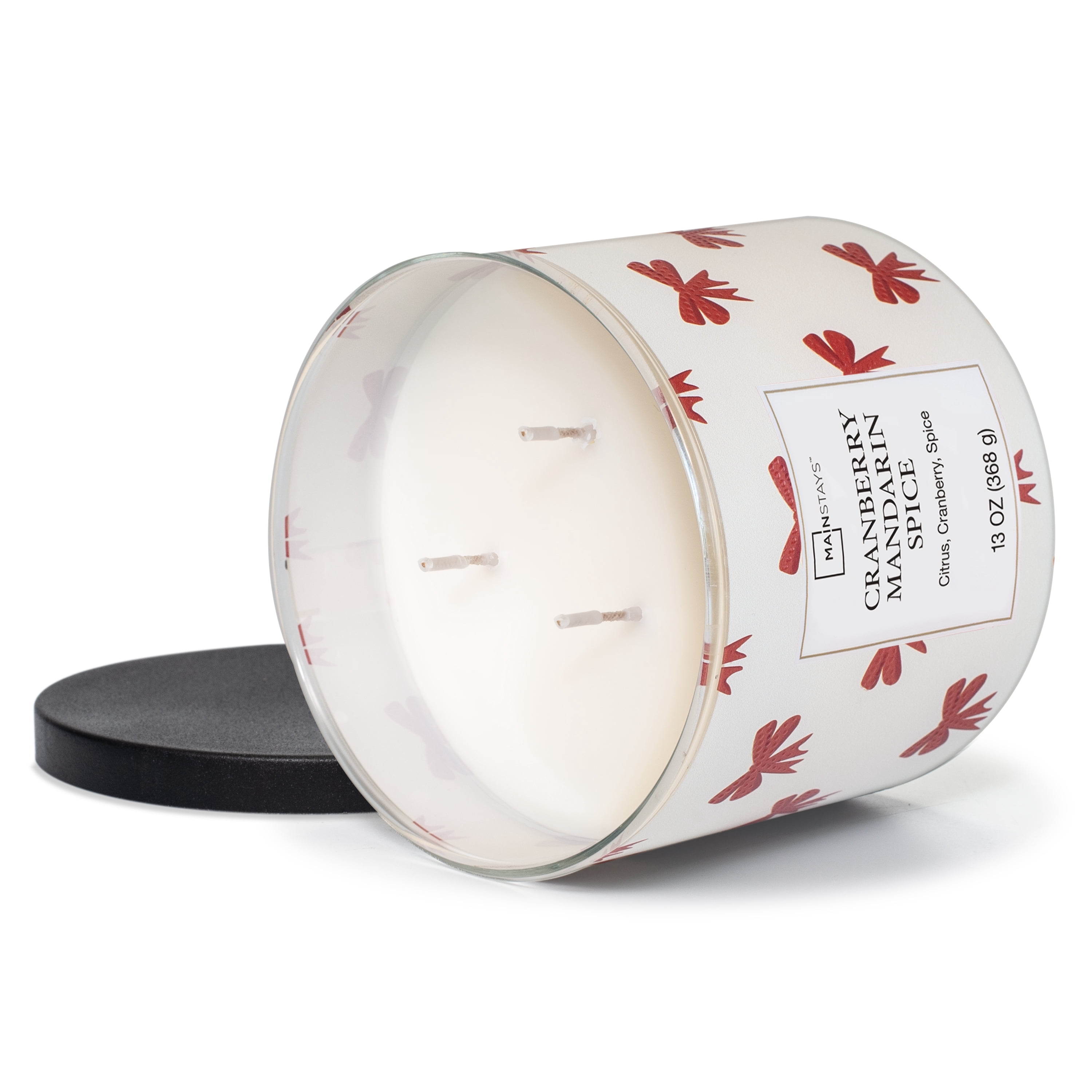 Mainstays Cranberry Mandarin Spice Scent 3-Wick Wrap Candle, 13 oz.
