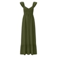 thumbnail image 6 of QUNYINEY Green Womens Dress Sleeveless Summer Casual Midi Sundress Pleated V Neck Casual A Line Loose Fit Dresses, 6 of 6