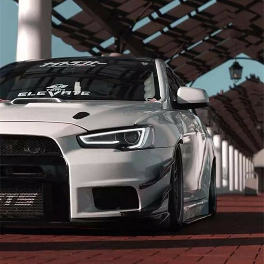NewYall Set of 4 Carbon Fiber Front Bumper Fin Canard Splitter Diffuser Valence Spoiler Lip