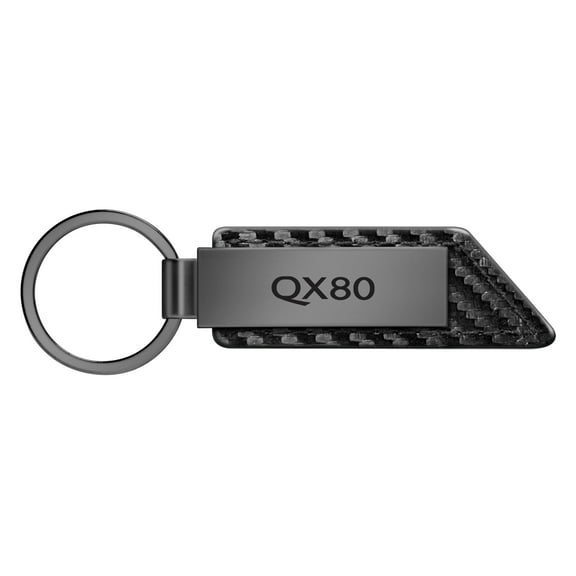 INFINITI QX80 Black PU Leather Carbon Fiber Texture Strap Black Metal Bar LED Printed Logo Key Chain