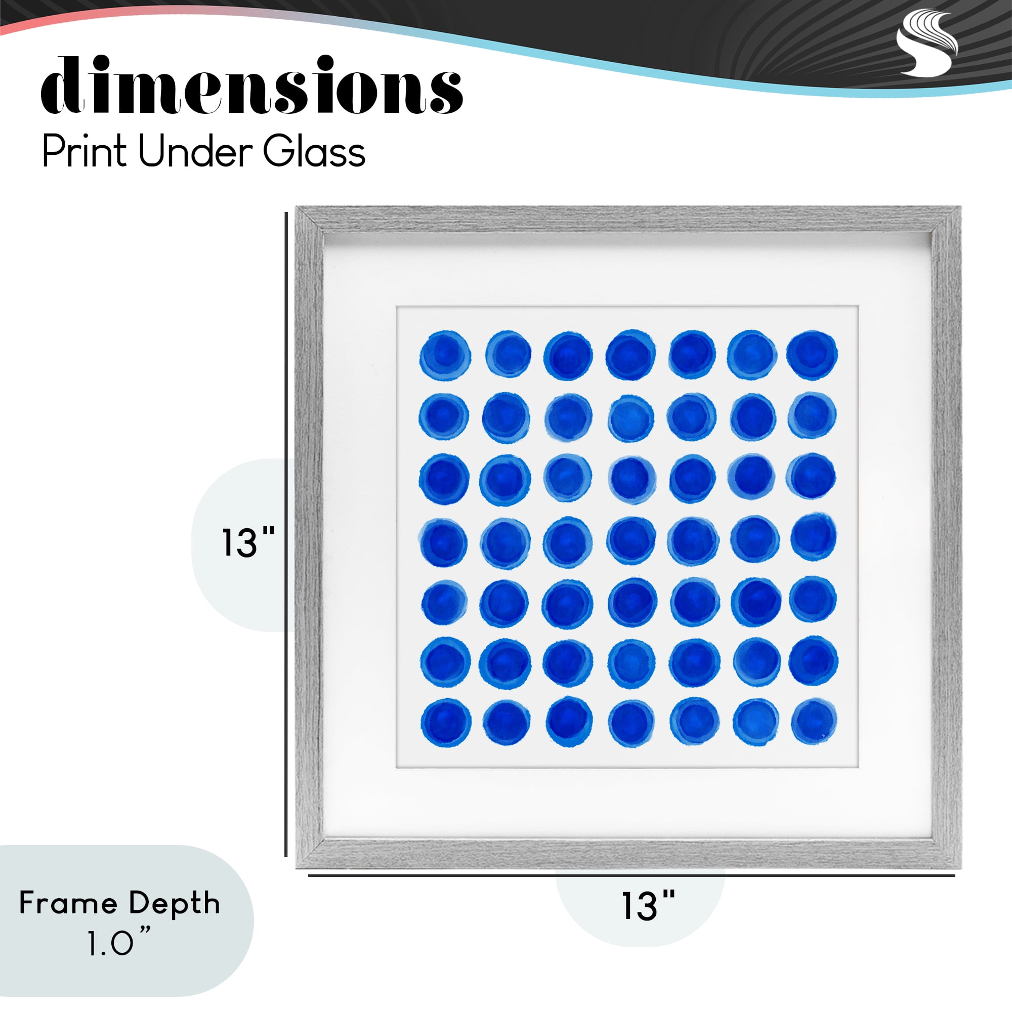 Stupell Industries Blue Dots Uniform Pattern Gray Framed Print Under Glass, design by Martina Pavlova