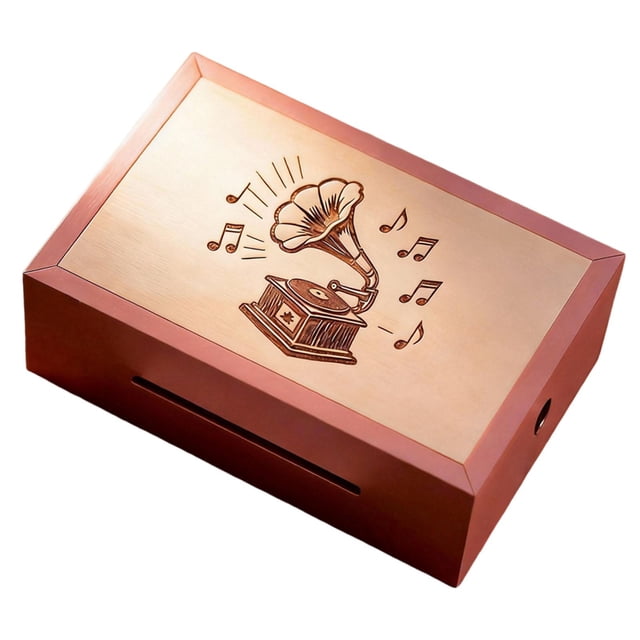 Caja de música de madera artesanal, caja de música antigua para hacer tú mismo, ideal para cumpleaños, bodas, para mujeres y hombres. Rosa caqui