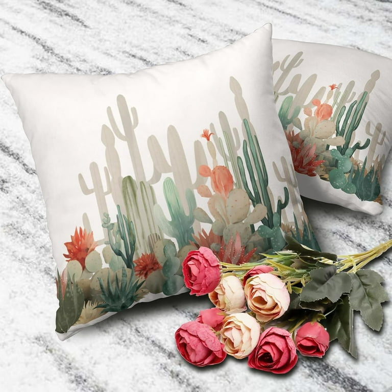 Cactus Throw Pillow Covers Tropical Plants Cactus Decorative