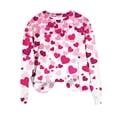 thumbnail image 2 of YOIAVAIOY Women Valentine's day Sweatshirts Couple Print Long Sleeve Crew Neck Casual Sweatshirt Winter Warm Pullover Tops Hot Pink XL, 2 of 5