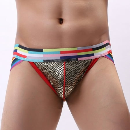 

ZXHACSJ Men Underwear Erotic Low Waist Panties Fashion Briefs Sexy Gay Thong Underpants Gold XXL