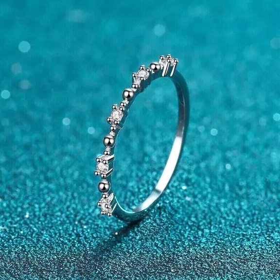 1CT Round Cut Lab Created Diamond 925 Silver Christmas Gift Band Ring 14K White Gold Plated Silver