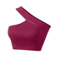 thumbnail image 4 of Ahdbta Womens One Shoulder Sports Bra - Sleeveless One Strap Low Impact Workout Yoga Bra Tops with Removable Padded Longline T-Shirt Bras, 4 of 9