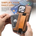 thumbnail image 4 of SaniMore Case for iPhone 14 Pro 6.1" 2022, Wristlet & Card Slot PU Leather Skin Wear-resistant Shockproof Anti-drop Metal Ring Business Shell For iPhone 14 Pro 6.1" 2022 Release, Brown, 4 of 9