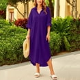 thumbnail image 2 of Bxsruta Womens Button Down Shirt Dress Casual Long Sleeve Collared Midi Dresses Beach Cover Up, 2 of 6