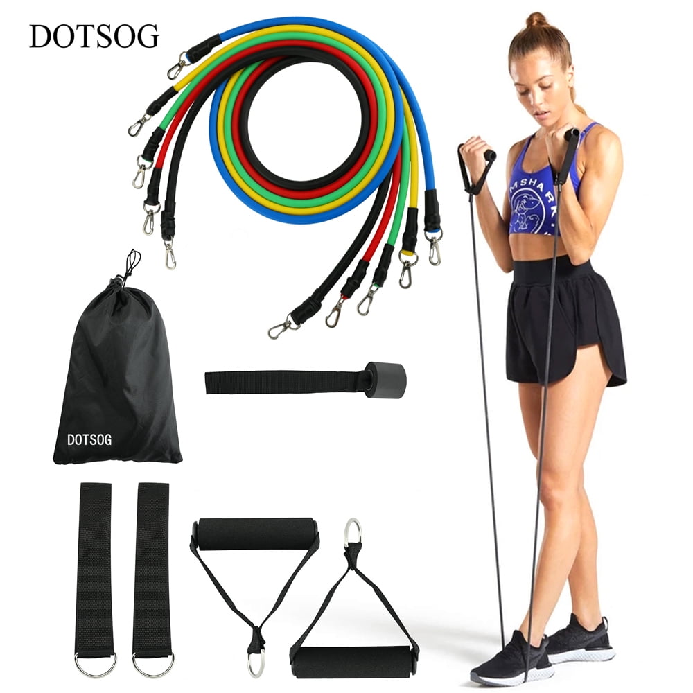 DOTSOG 11 Pack Resistance Bands Set, Include 2 Resistance Bands Handles