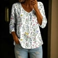 thumbnail image 2 of Bxsruta Women's V Neck Button Down Blouse 3/4 Sleeve Loose Fit Floral Print Casual Summer Top, 2 of 6