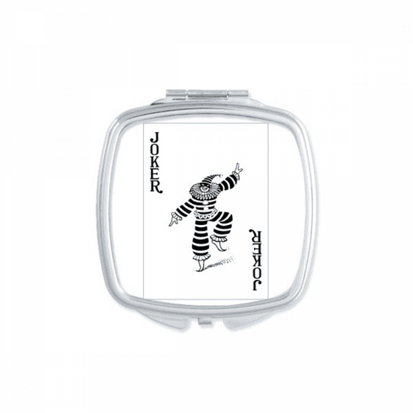 Black Joker Playing Cards Pattern Square Mirror Portable Compact Pocket Makeup Double Sided Glass