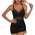 thumbnail image 6 of Aboser Womens One Piece Swimdress High Waisted Mesh Sheer Swimsuits Push Up Padded Bathing Suit Slim Fit Summer Beachwear, 6 of 9