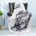 thumbnail image 4 of Black and White Soft Flannel Fleece Throw Blanket, Grunge Style Old Nostalgic Sports Car Theme Speed Vehicle Manly Design, Cozy Plush for Indoor and Outdoor Use, 60" x 80", Black White, by Ambesonne, 4 of 5