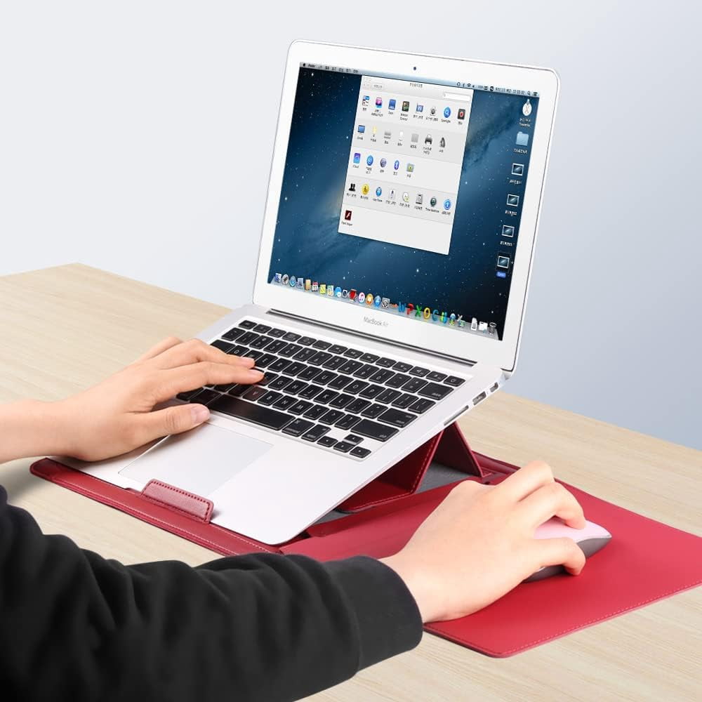 PINHEN Laptop Sleeve Case with Laptop Stand,13-14 inch Computer Shock Resistant Bag with Mouse Pad for 13" MacBook Pro and MacBook Air, XPS 13, Surface Book 13.5", iPad Pro 12.9"