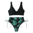 thumbnail image 2 of Trajes de baño para mujer, Trajes de baño para mujer, Traje de baño de dos piezas con estampado de hojas y abertura, Traje de baño para mujer, 2 of 4