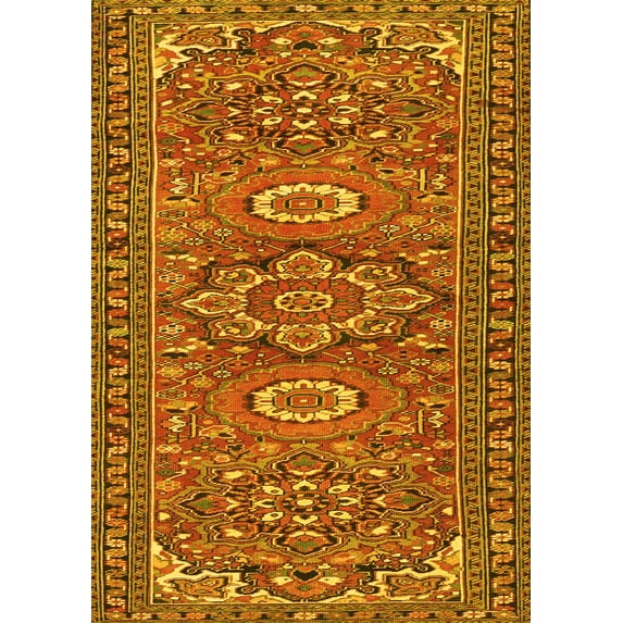 Ahgly Company Indoor Rectangle Persian Yellow Traditional Area Rugs, 7' x 10'
