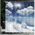 thumbnail image 4 of Ambesonne White Shower Curtain, Snow Covered Trees, 69"Wx84"L, Blue White, 4 of 5