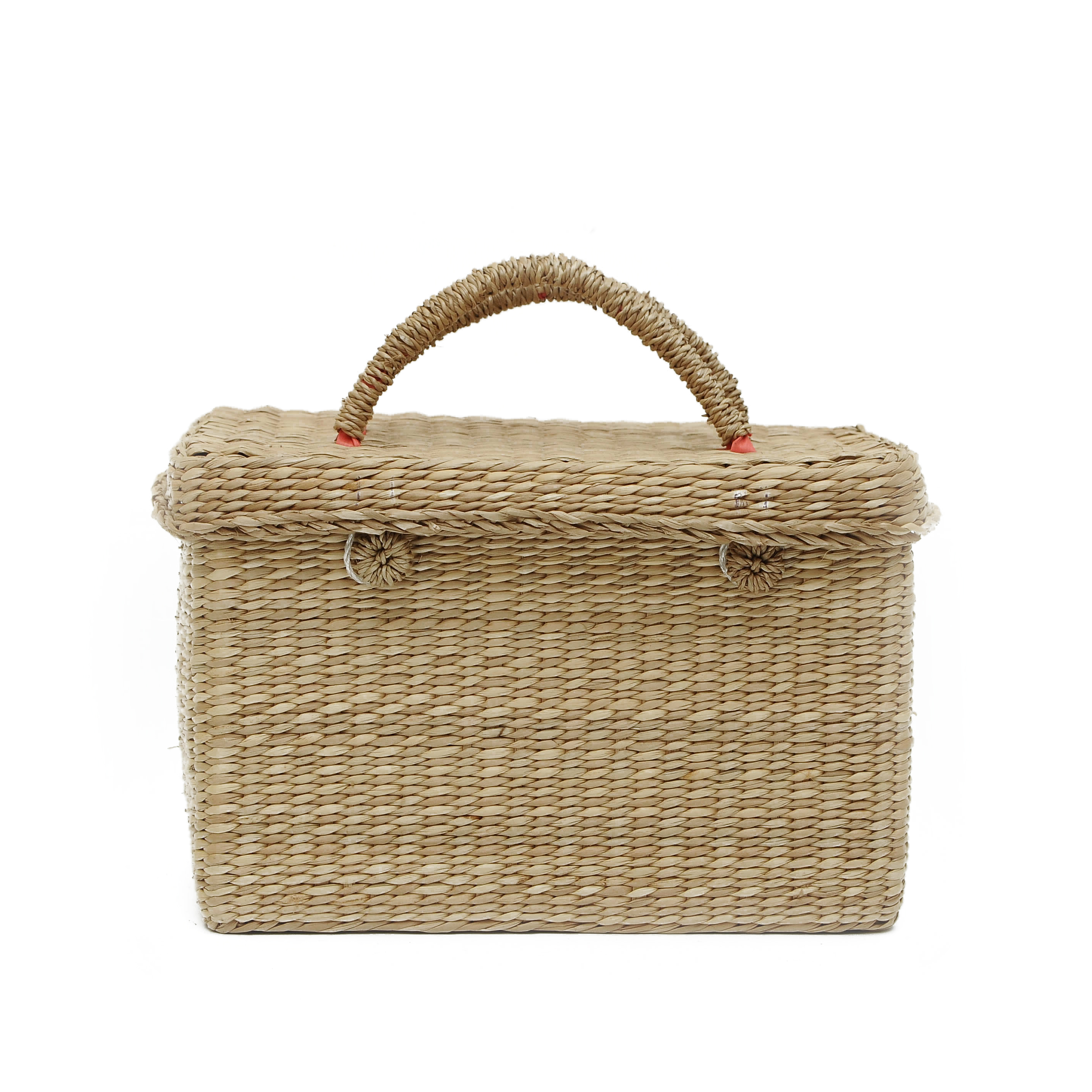 Vintage Handmade Knit Bamboo Rattan Straw Box Wicker Lunch Box