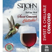 St. John Winery Sweet Concord Red Wine, 12.5% ABV, Arkansas, 3L Bag In Box=20 Servings of 150ml