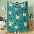 thumbnail image 1 of Personalised Cat Face Blanket Cat Claws and Fish Spines Personalised Pet Photo, 1 of 3