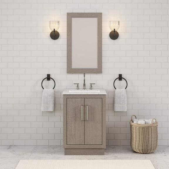 Water Creation 24" Wood Single Bathroom Vanity in Gray Oak/Chrome