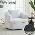 thumbnail image 2 of 360° Swivel Round Upholstered Comfy Chair With One Soft Pillow, Teddy Fleece High-Resilience Sponge Single Sofa, No Assembly for Living Room, Bedroom, Apartment, White, 2 of 9