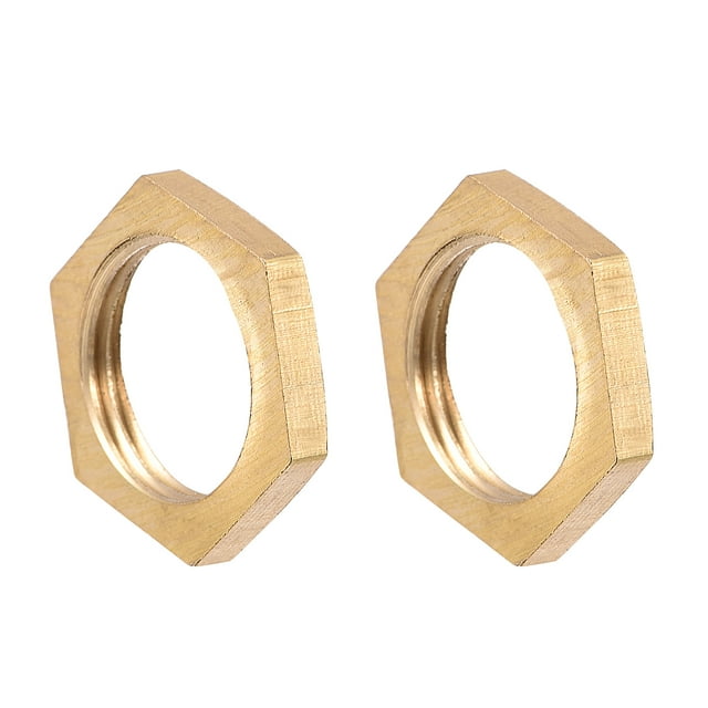 Unique Bargains G3/8 Lock Nut, Hex Brass Female Locknut for Plumbing 2 Pack