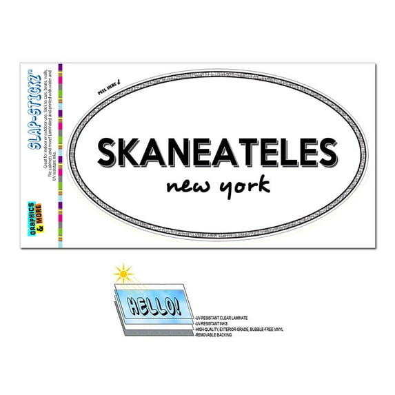 Skaneateles, NY - New York - Black and White - City State - Oval Laminated Sticker